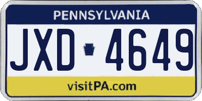 PA license plate JXD4649