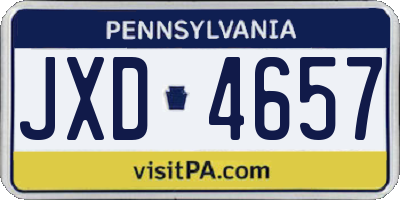 PA license plate JXD4657