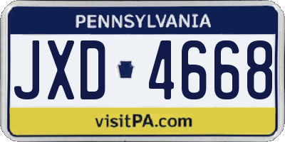 PA license plate JXD4668