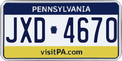 PA license plate JXD4670