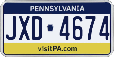PA license plate JXD4674