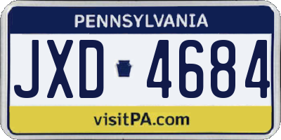 PA license plate JXD4684