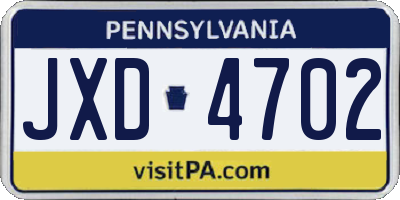 PA license plate JXD4702