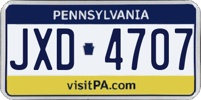 PA license plate JXD4707