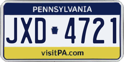 PA license plate JXD4721