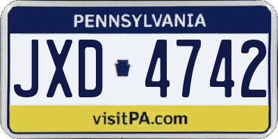 PA license plate JXD4742