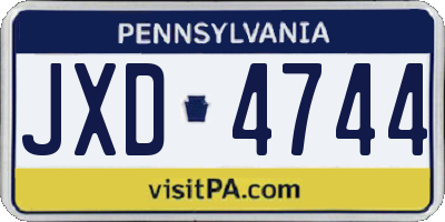 PA license plate JXD4744