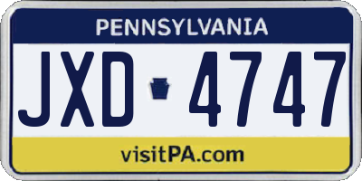 PA license plate JXD4747