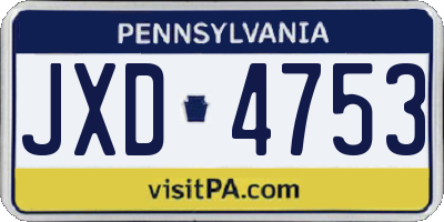 PA license plate JXD4753