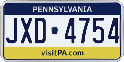 PA license plate JXD4754