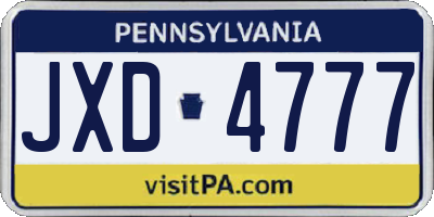 PA license plate JXD4777