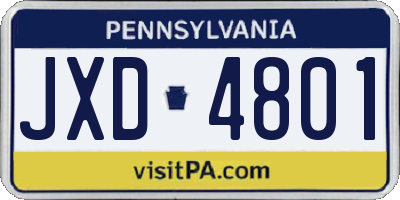 PA license plate JXD4801