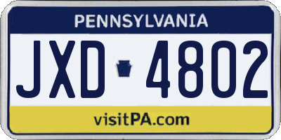 PA license plate JXD4802