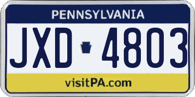PA license plate JXD4803