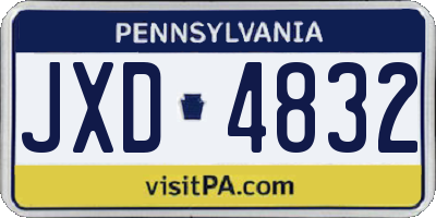 PA license plate JXD4832
