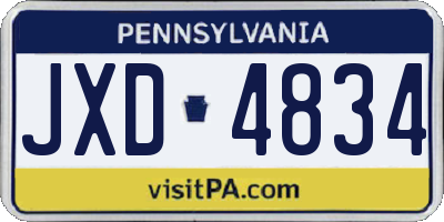 PA license plate JXD4834