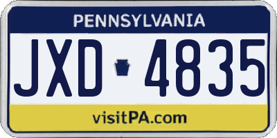 PA license plate JXD4835