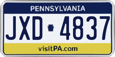 PA license plate JXD4837