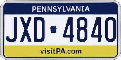 PA license plate JXD4840