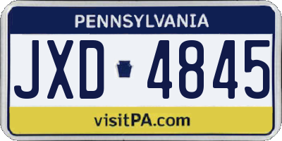 PA license plate JXD4845