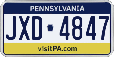 PA license plate JXD4847
