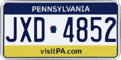 PA license plate JXD4852