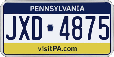 PA license plate JXD4875