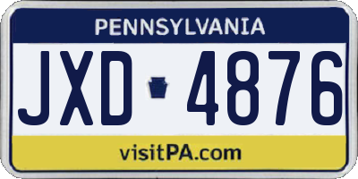 PA license plate JXD4876