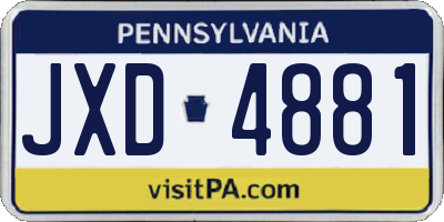 PA license plate JXD4881