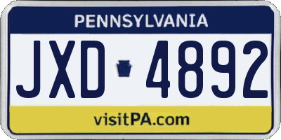 PA license plate JXD4892