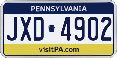 PA license plate JXD4902