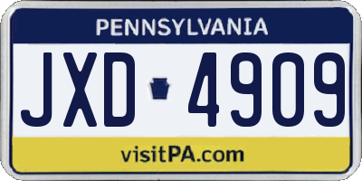 PA license plate JXD4909