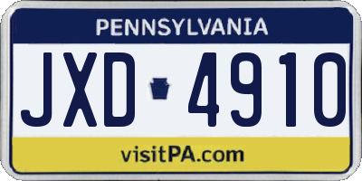 PA license plate JXD4910