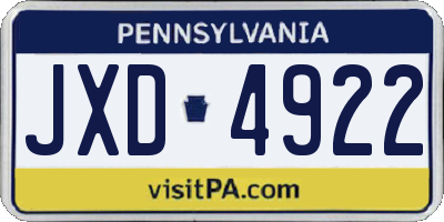 PA license plate JXD4922