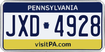 PA license plate JXD4928