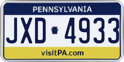 PA license plate JXD4933