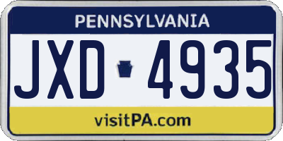 PA license plate JXD4935