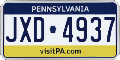PA license plate JXD4937