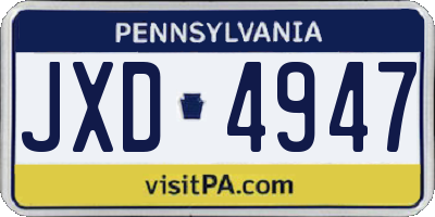 PA license plate JXD4947