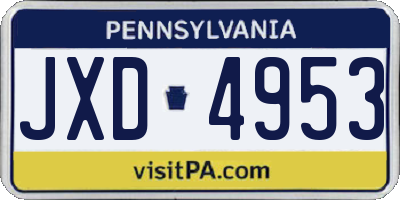 PA license plate JXD4953