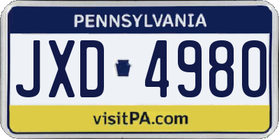 PA license plate JXD4980