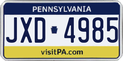 PA license plate JXD4985