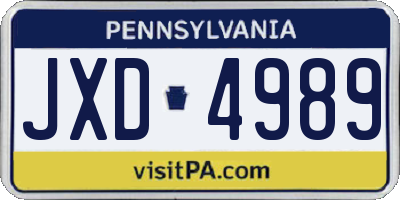 PA license plate JXD4989