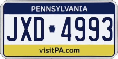 PA license plate JXD4993
