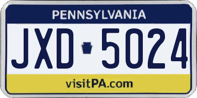 PA license plate JXD5024