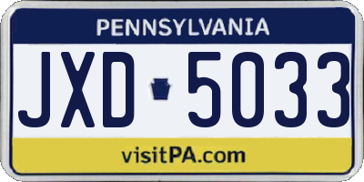 PA license plate JXD5033