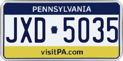 PA license plate JXD5035