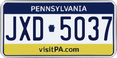 PA license plate JXD5037