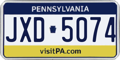 PA license plate JXD5074
