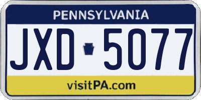 PA license plate JXD5077